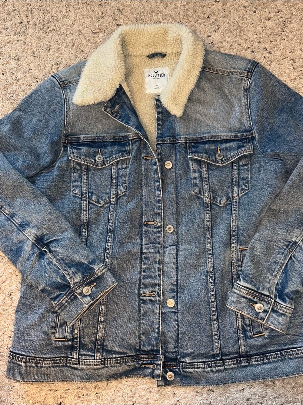 Hollister Sherpa Blue Denim Jacket